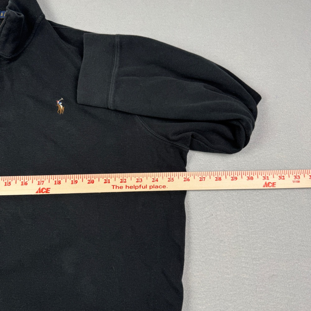 Polo Ralph Lauren Mens XL Estate Rib Quarter Zip Pullover Black Cotton Sweater - Picture 5 of 7